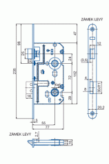 Zamok WC7672/55/20mm   HOBES K-222 Zn P