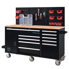 RAXX mobilný pracovný stôl so závesným panelom a háčikmi