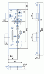 Zámok K6090/40/20mm HOBES 01-15 Zn P/Ľ