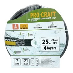 PROCRAFT záhradná hadica 1"-25mm 25m 4-vrstvová max 30bar